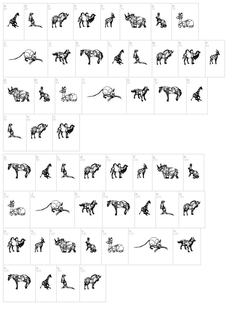 Animaline font map